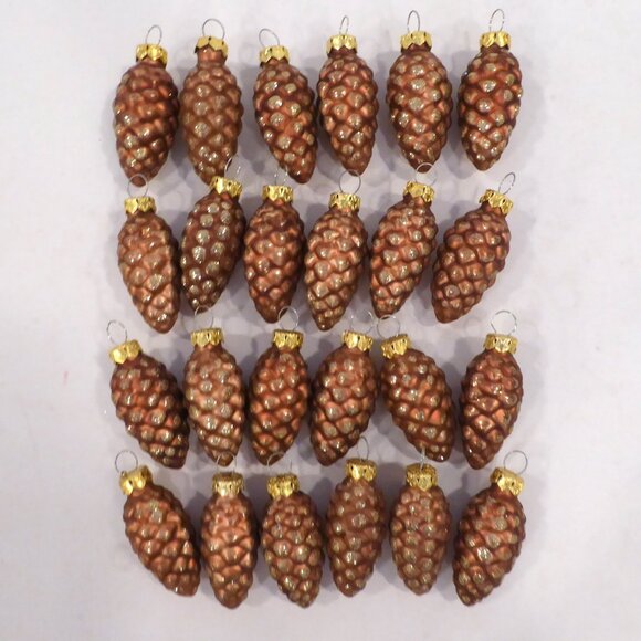 Unknown Other - NEW 2.5” GLASS PINECONE GOLD GLITTER CHRISTMAS ORNAMENT LOT OF 24